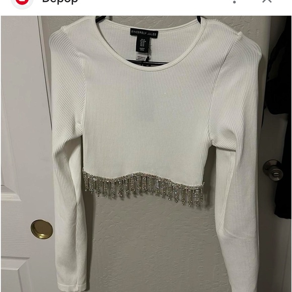 NWTS BLUE B. CRYSTAL DRIP RIBBED CROP TOP | MEDIUM - Picture 2 of 16